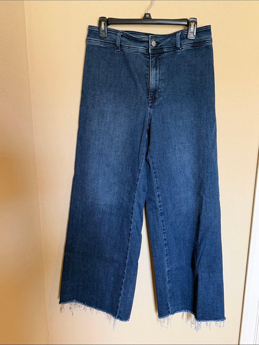 Guess Dark Blue Wide-Leg Raw Hem Jeans